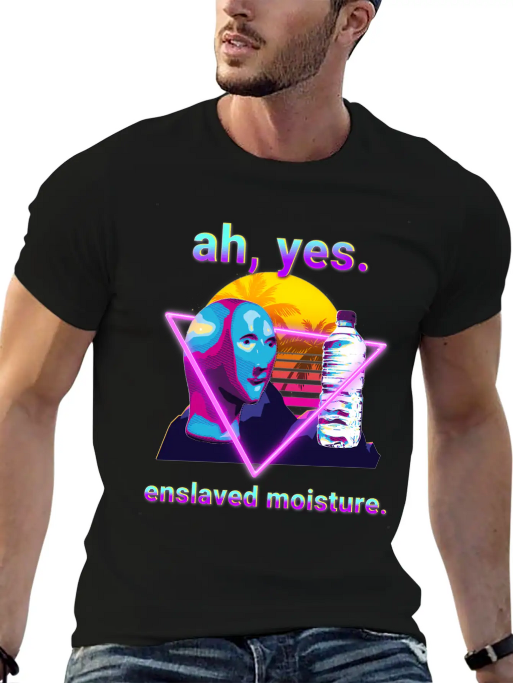 Ah Yes Enslaved Moisture Dank Meme 80S Vaporwave Timeless Short Sleeve Tee – Comfy And Minimalist Design