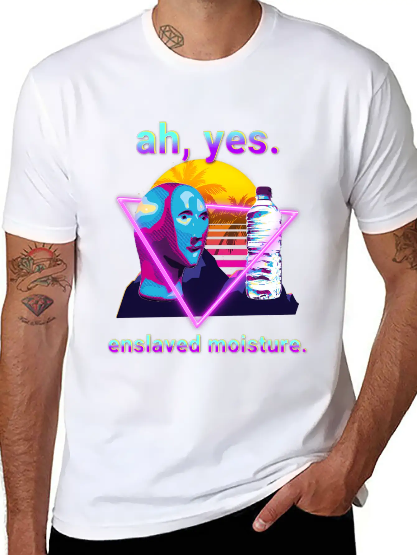Ah Yes Enslaved Moisture Dank Meme 80S Vaporwave Timeless Short Sleeve Tee – Comfy And Minimalist Design