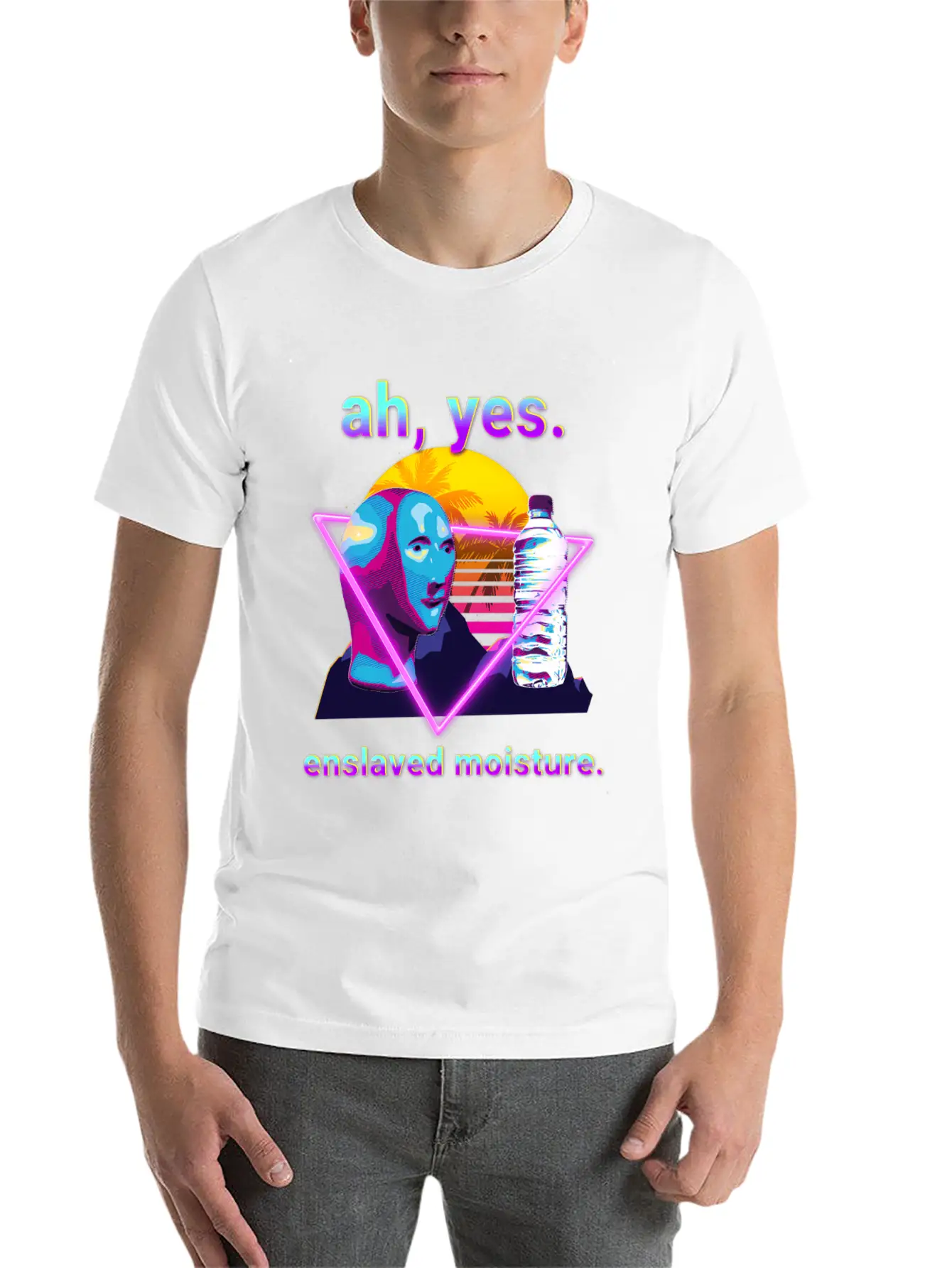 Ah Yes Enslaved Moisture Dank Meme 80S Vaporwave Timeless Short Sleeve Tee – Comfy And Minimalist Design