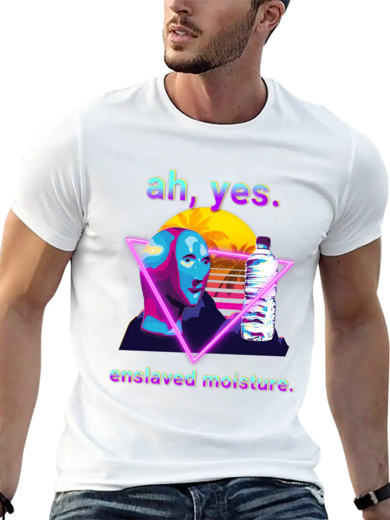 Ah Yes Enslaved Moisture Dank Meme 80S Vaporwave Timeless Short Sleeve Tee – Comfy And Minimalist Design