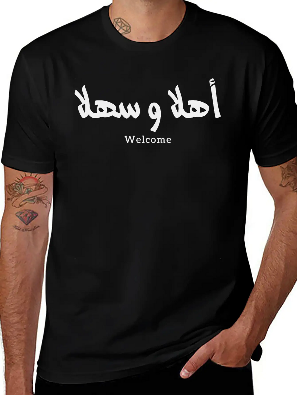 Ahlan Wa Sahlan Welcome In Arabic Calligraphy أهلا Comfortable Minimalist Graphic Tee – Summer Style Essential