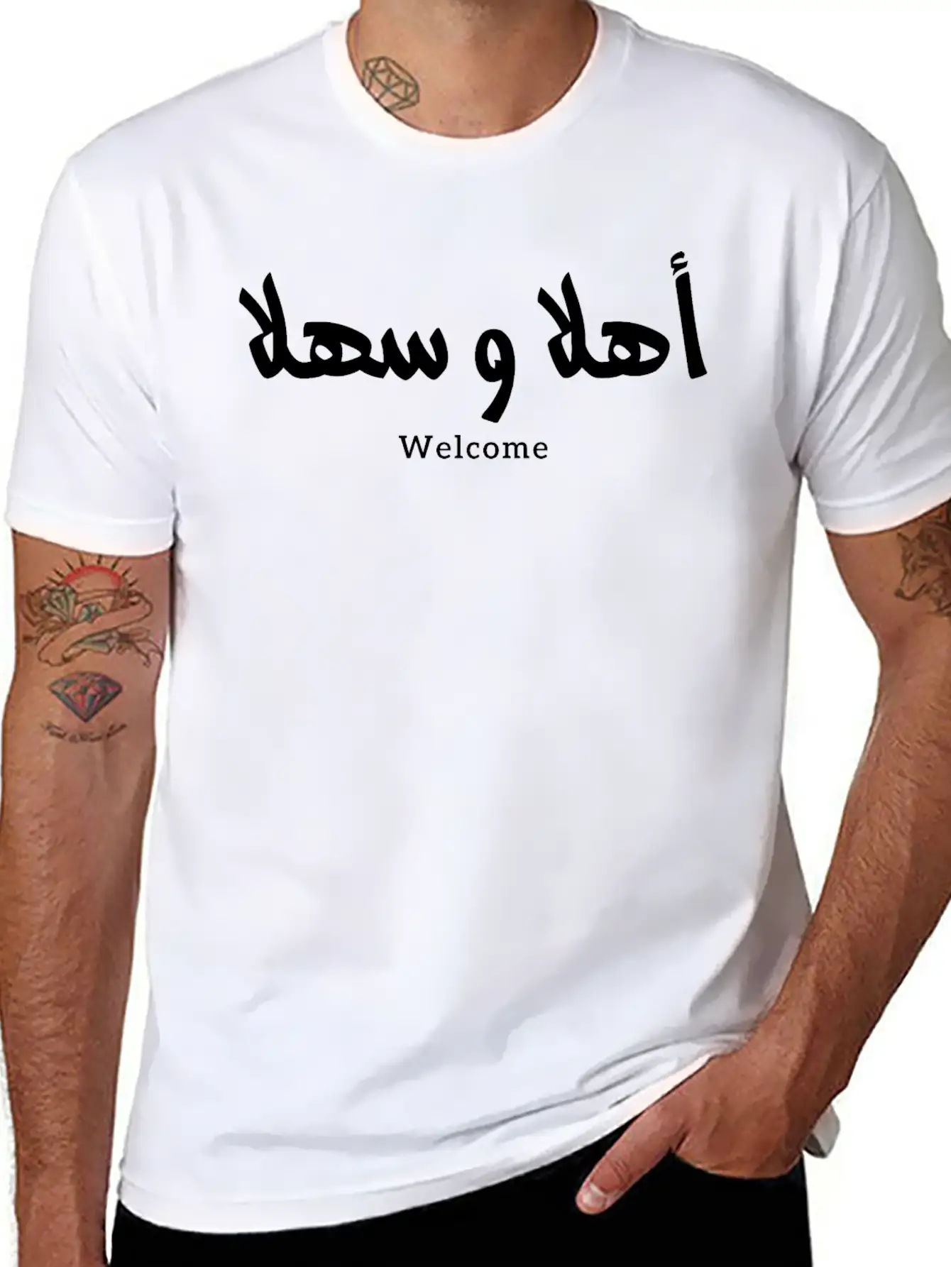 Ahlan Wa Sahlan Welcome In Arabic Calligraphy أهلا Comfortable Minimalist Graphic Tee – Summer Style Essential
