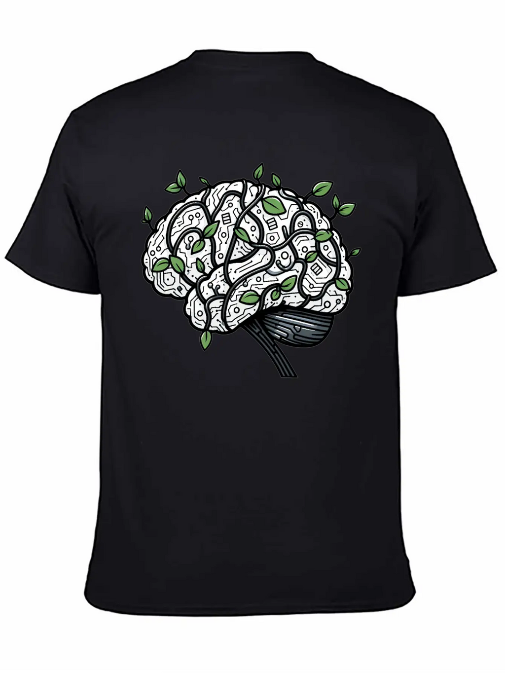 AI Ethics Mechanical Brain With Vines Timeless Short Sleeve Tee – Comfy And Minimalist Design