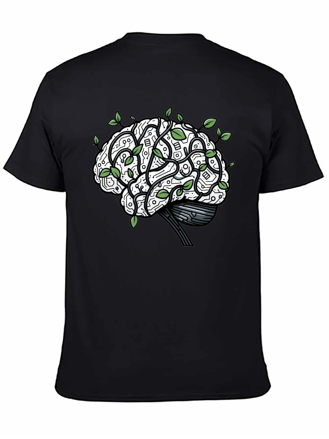 AI Ethics Mechanical Brain With Vines Timeless Short Sleeve Tee – Comfy And Minimalist Design