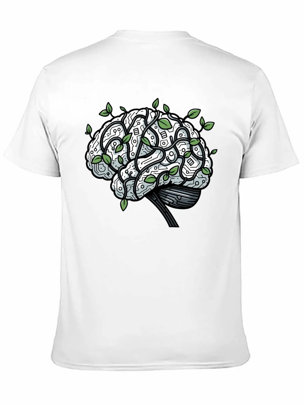 AI Ethics Mechanical Brain With Vines Timeless Short Sleeve Tee – Comfy And Minimalist Design