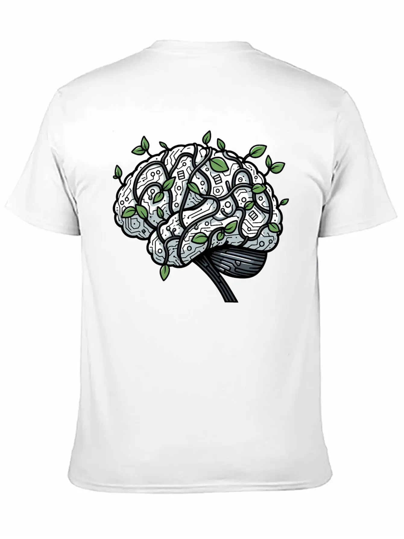 AI Ethics Mechanical Brain With Vines Timeless Short Sleeve Tee – Comfy And Minimalist Design