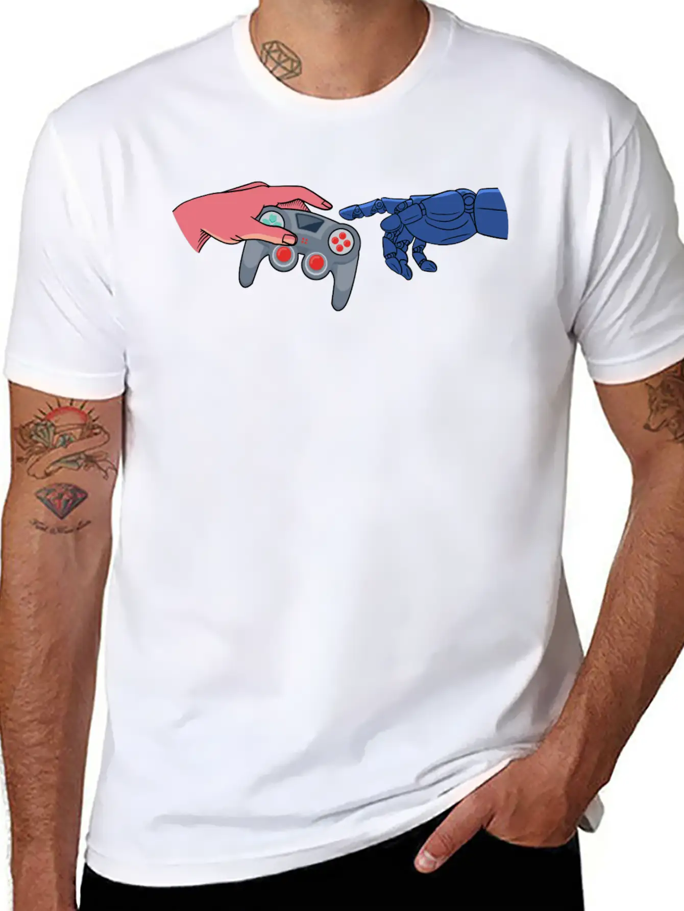 AI In Gaming Theme Simple Everyday Graphic Tee – Lightweight Summer Wear