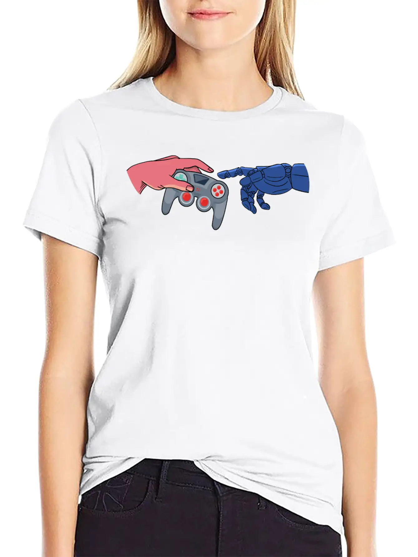 AI In Gaming Theme Simple Everyday Graphic Tee – Lightweight Summer Wear