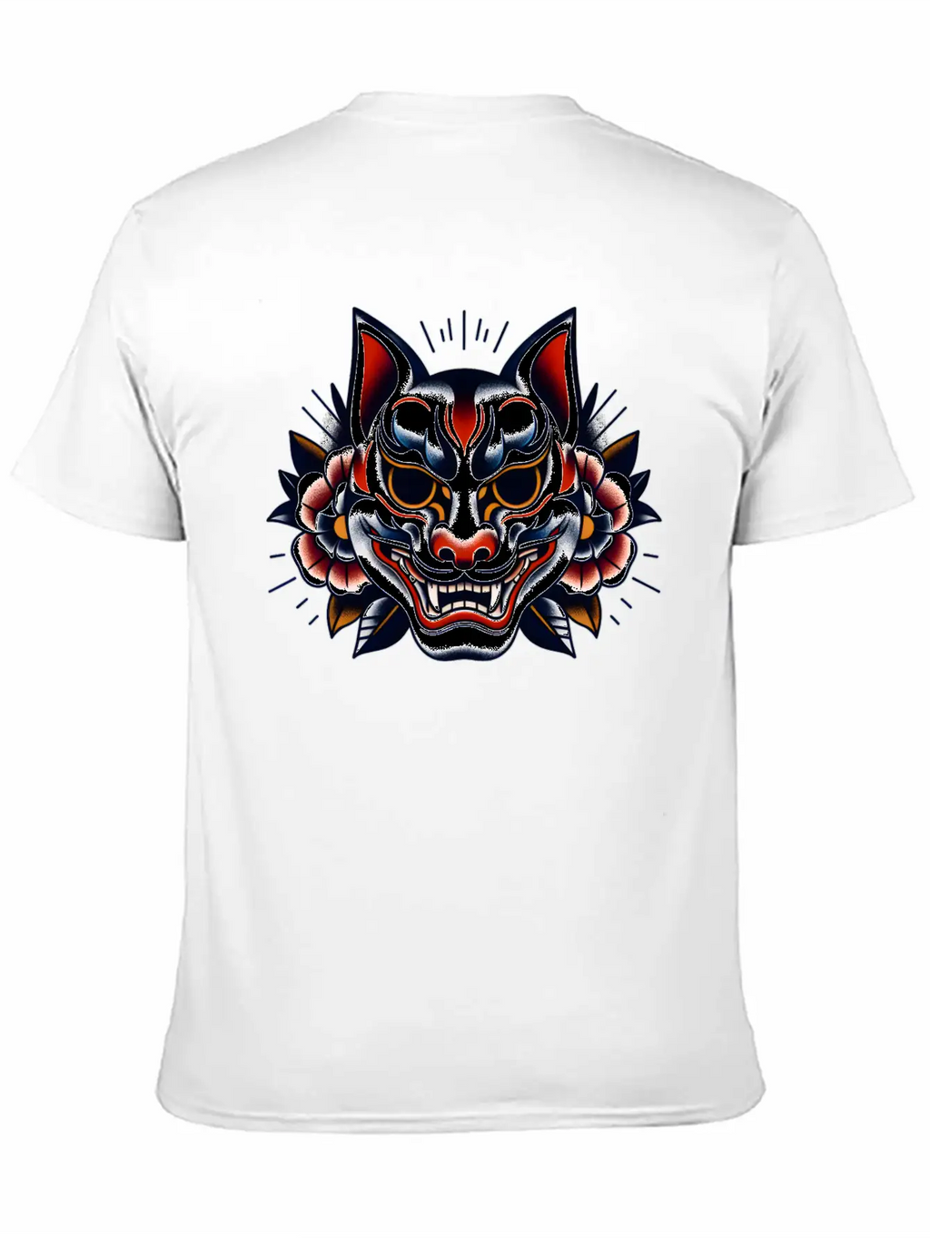 AI Japanese Kabuki Fox Mask Design Timeless Short Sleeve Tee – Comfy And Minimalist Design