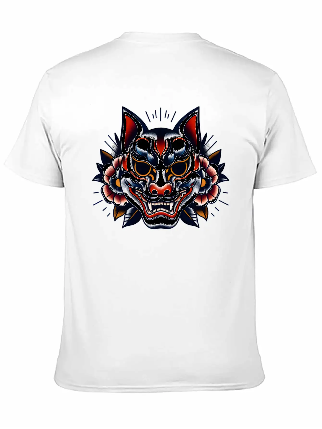AI Japanese Kabuki Fox Mask Design Timeless Short Sleeve Tee – Comfy And Minimalist Design