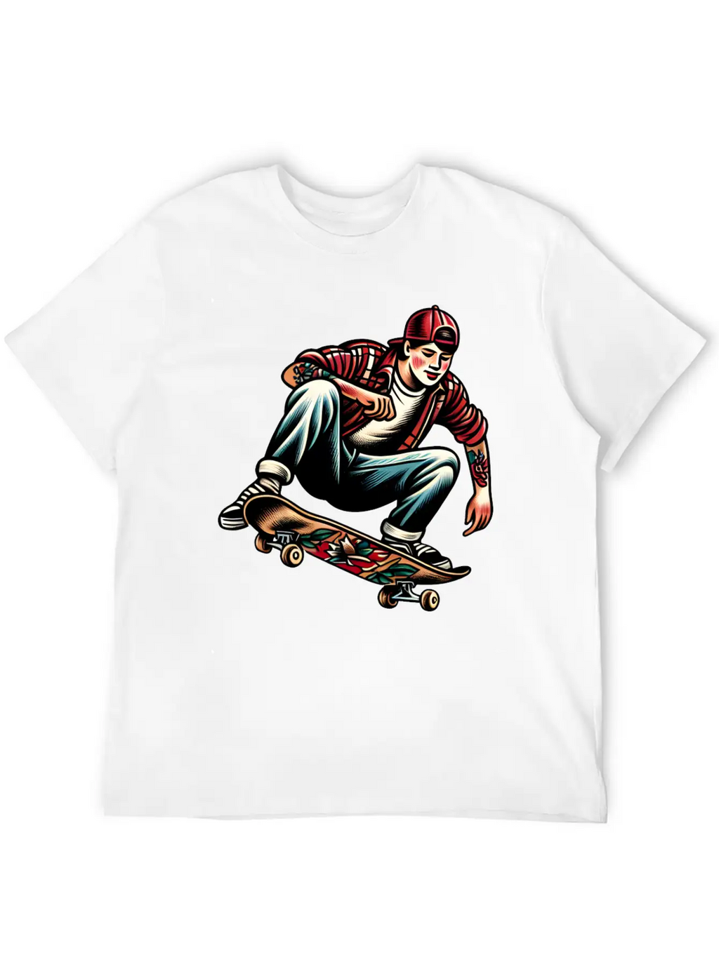 AI Old School 90s Teen Skater Basic Graphic T-Shirt – Daily Comfort In Soft Cotton