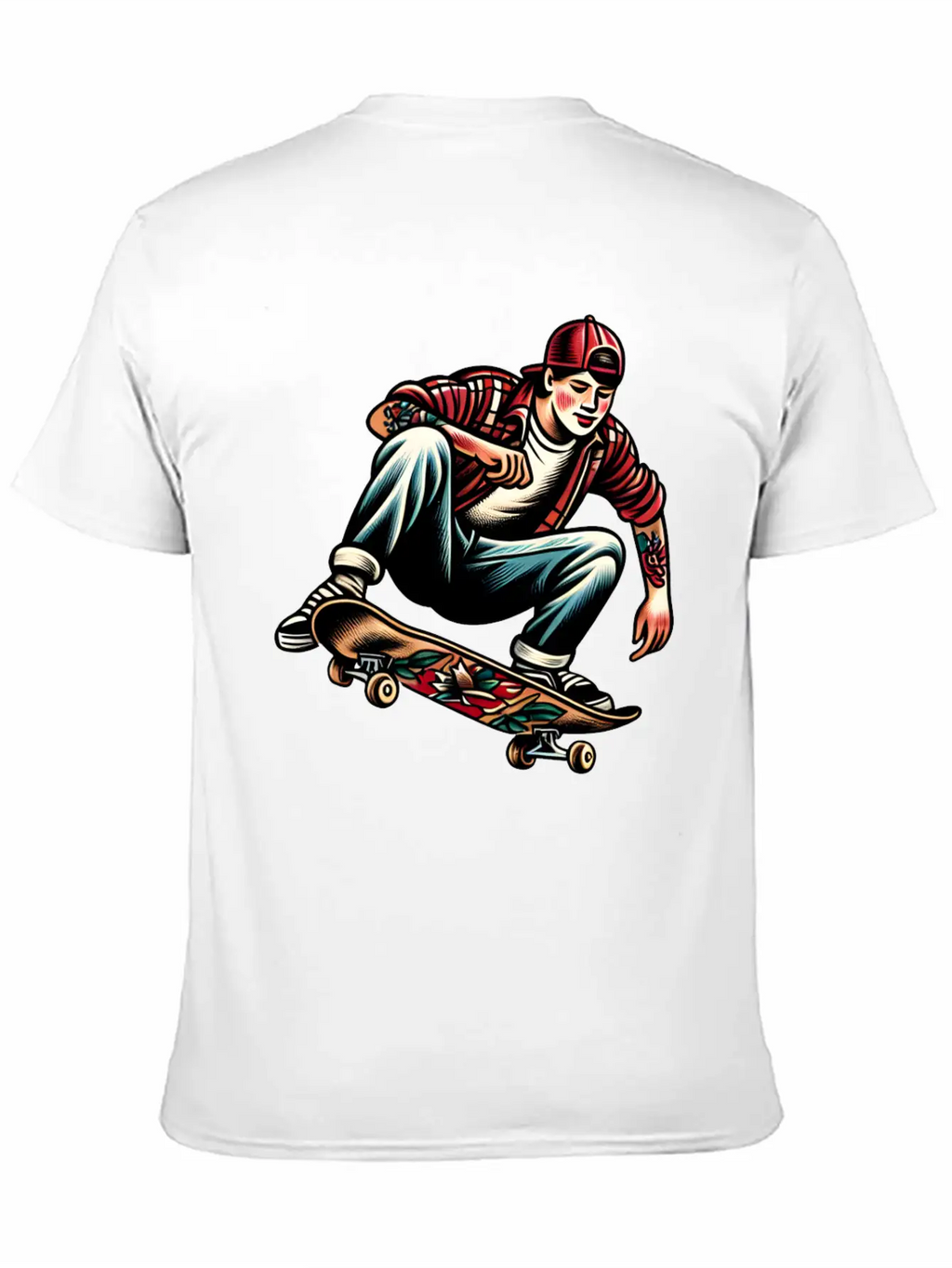AI Old School 90s Teen Skater Basic Graphic T-Shirt – Daily Comfort In Soft Cotton