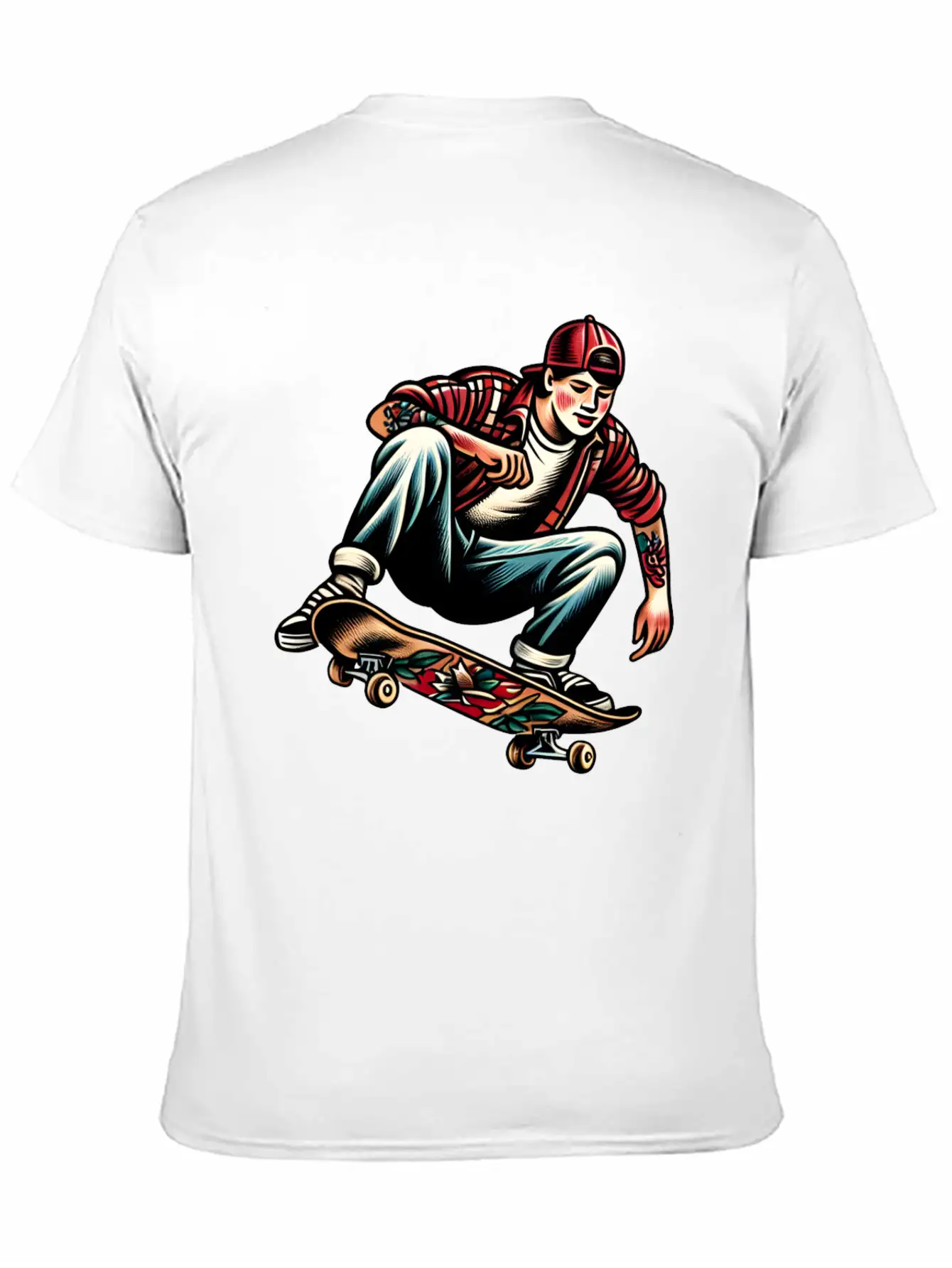 AI Old School 90s Teen Skater Basic Graphic T-Shirt – Daily Comfort In Soft Cotton