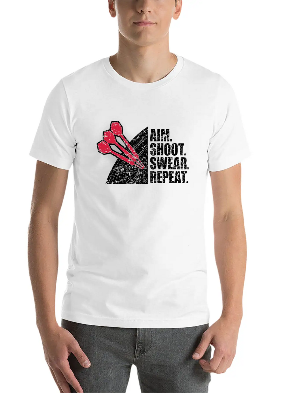 Aim Shoot Swear Repeat Darts Dart Arrow Dartboard Basic Graphic T-Shirt – Daily Comfort In Soft Cotton