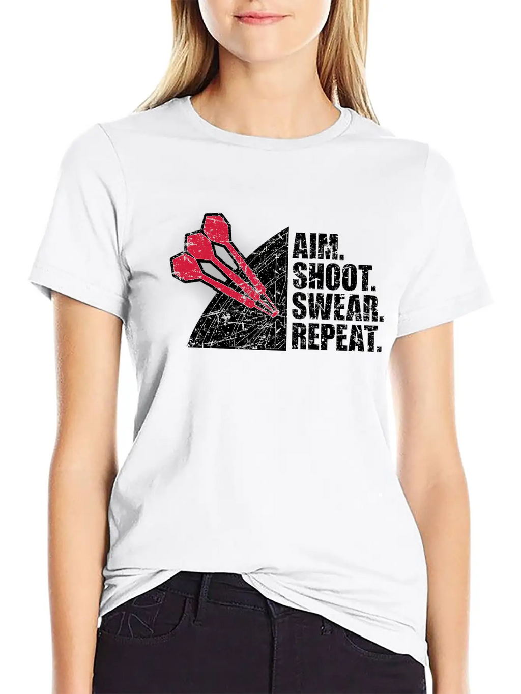 Aim Shoot Swear Repeat Darts Dart Arrow Dartboard Basic Graphic T-Shirt – Daily Comfort In Soft Cotton