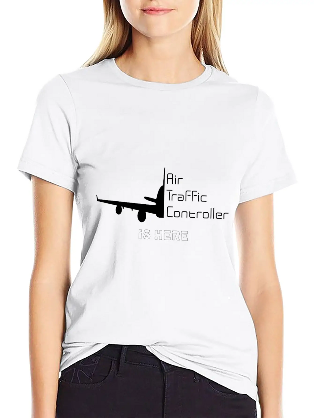 Air Traffic Controller Im Here Classic Crew Neck Graphic Tee – Everyday Minimal Look