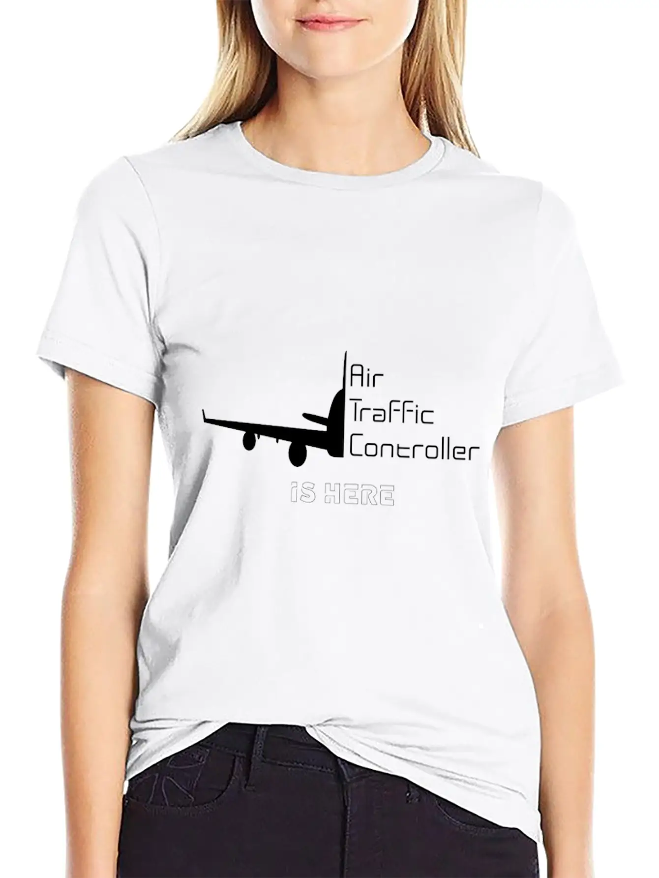 Air Traffic Controller Im Here Classic Crew Neck Graphic Tee – Everyday Minimal Look