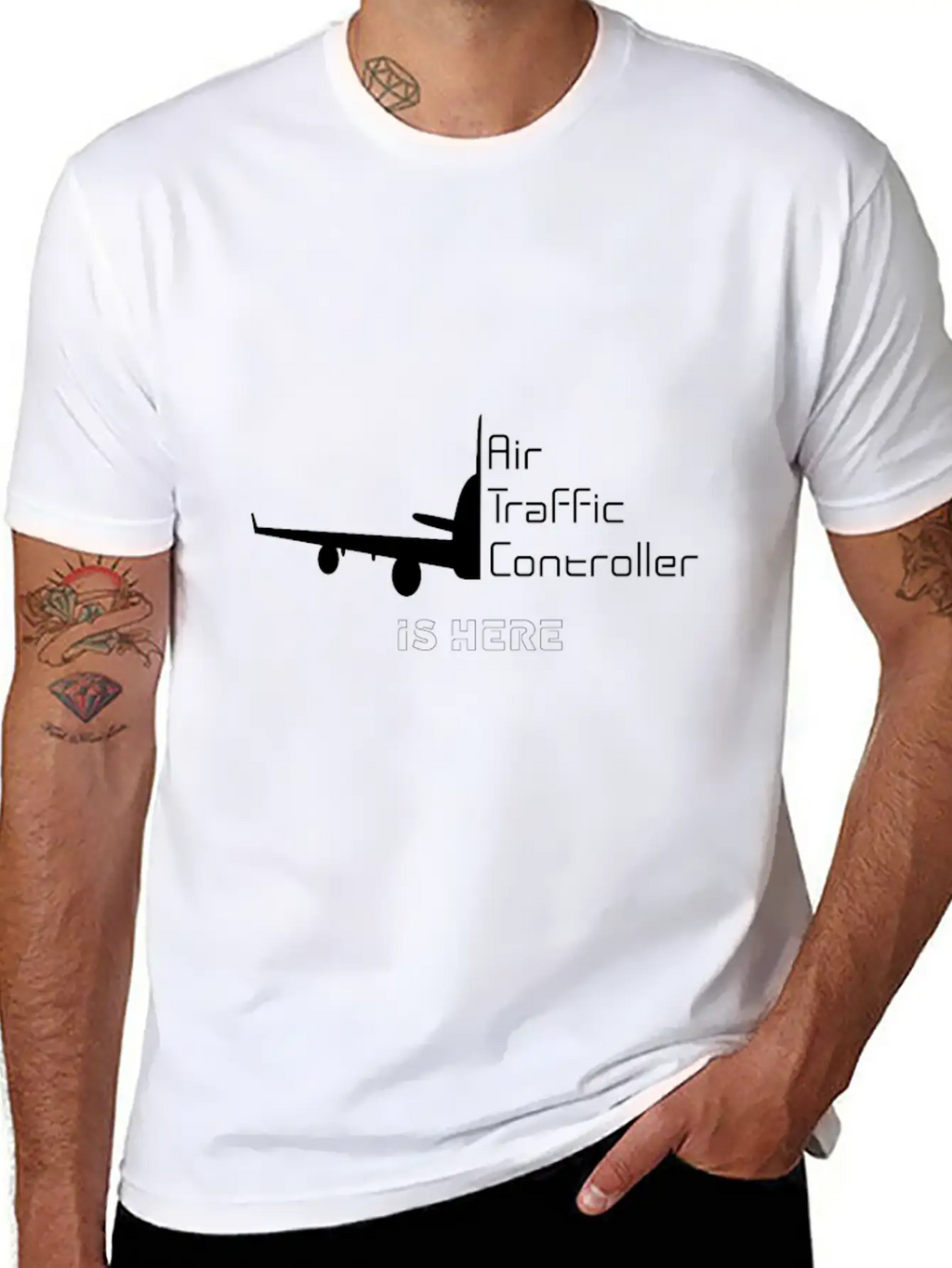 Air Traffic Controller Im Here Classic Crew Neck Graphic Tee – Everyday Minimal Look