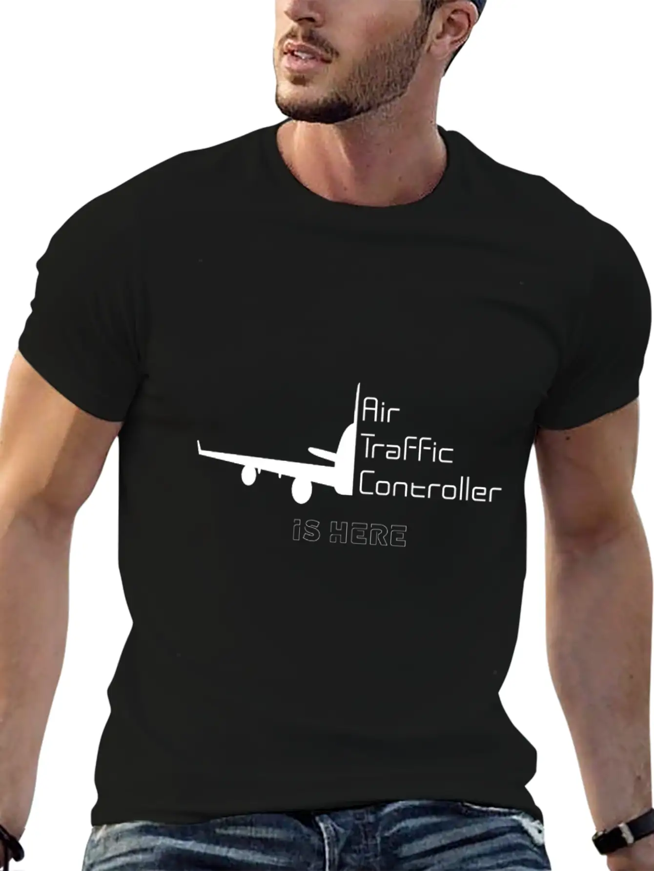 Air Traffic Controller Im Here Classic Crew Neck Graphic Tee – Everyday Minimal Look