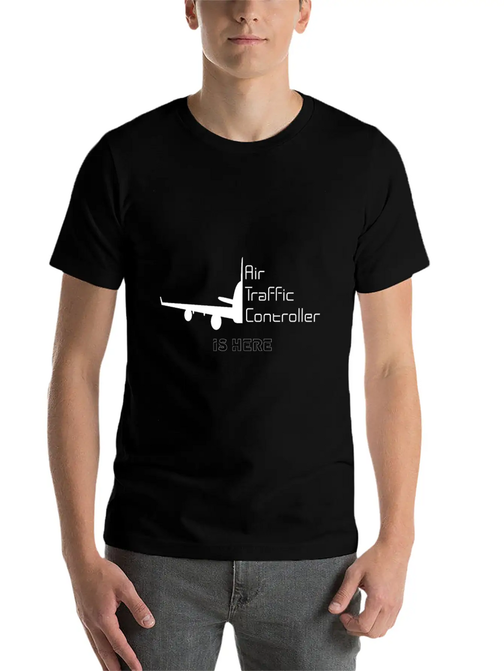 Air Traffic Controller Im Here Classic Crew Neck Graphic Tee – Everyday Minimal Look