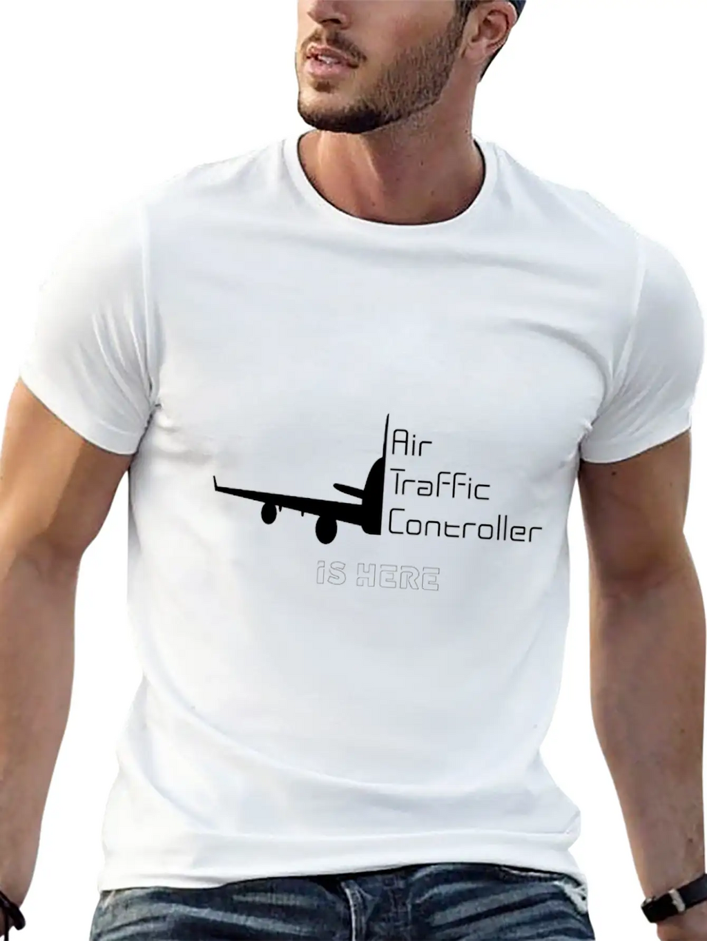 Air Traffic Controller Im Here Classic Crew Neck Graphic Tee – Everyday Minimal Look