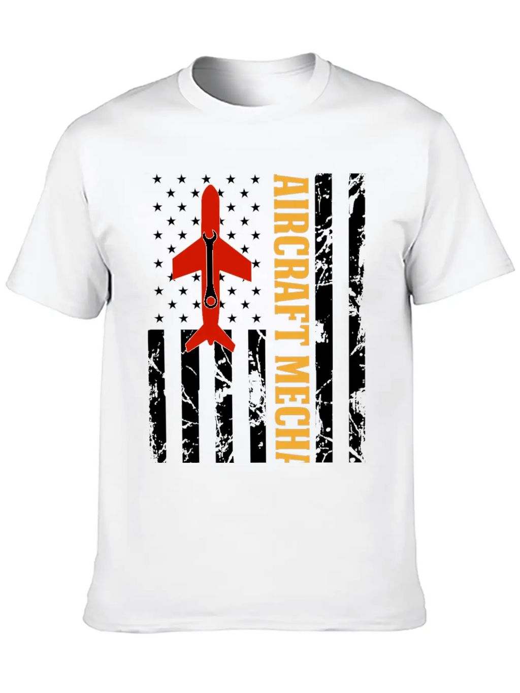 AIRCRAFT MECHANIC USA FLAG Classic Crew Neck Graphic Tee – Everyday Minimal Look