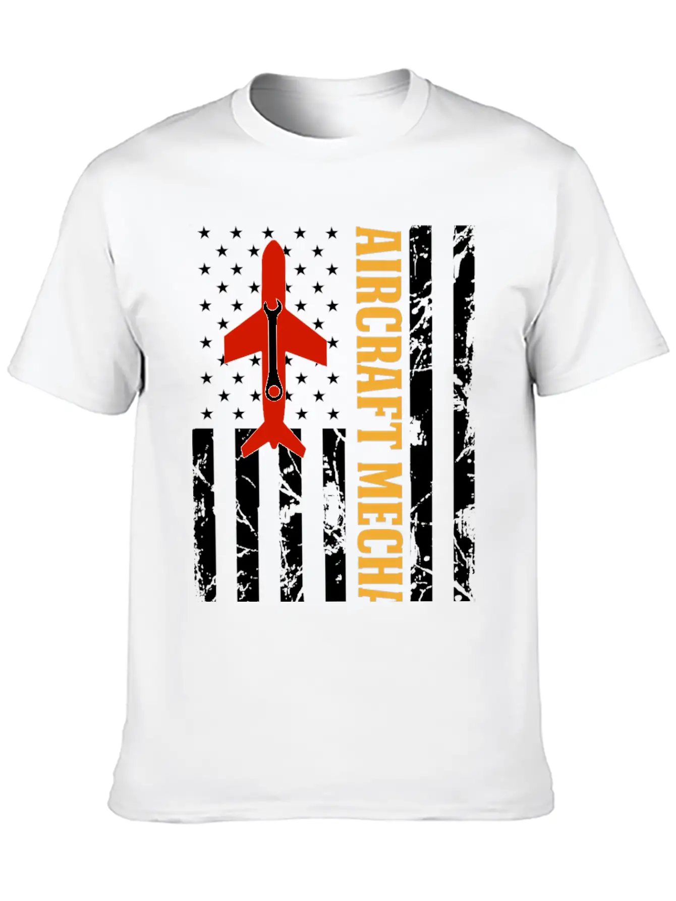 AIRCRAFT MECHANIC USA FLAG Classic Crew Neck Graphic Tee – Everyday Minimal Look