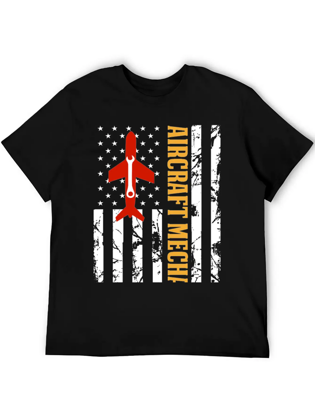 AIRCRAFT MECHANIC USA FLAG Classic Crew Neck Graphic Tee – Everyday Minimal Look