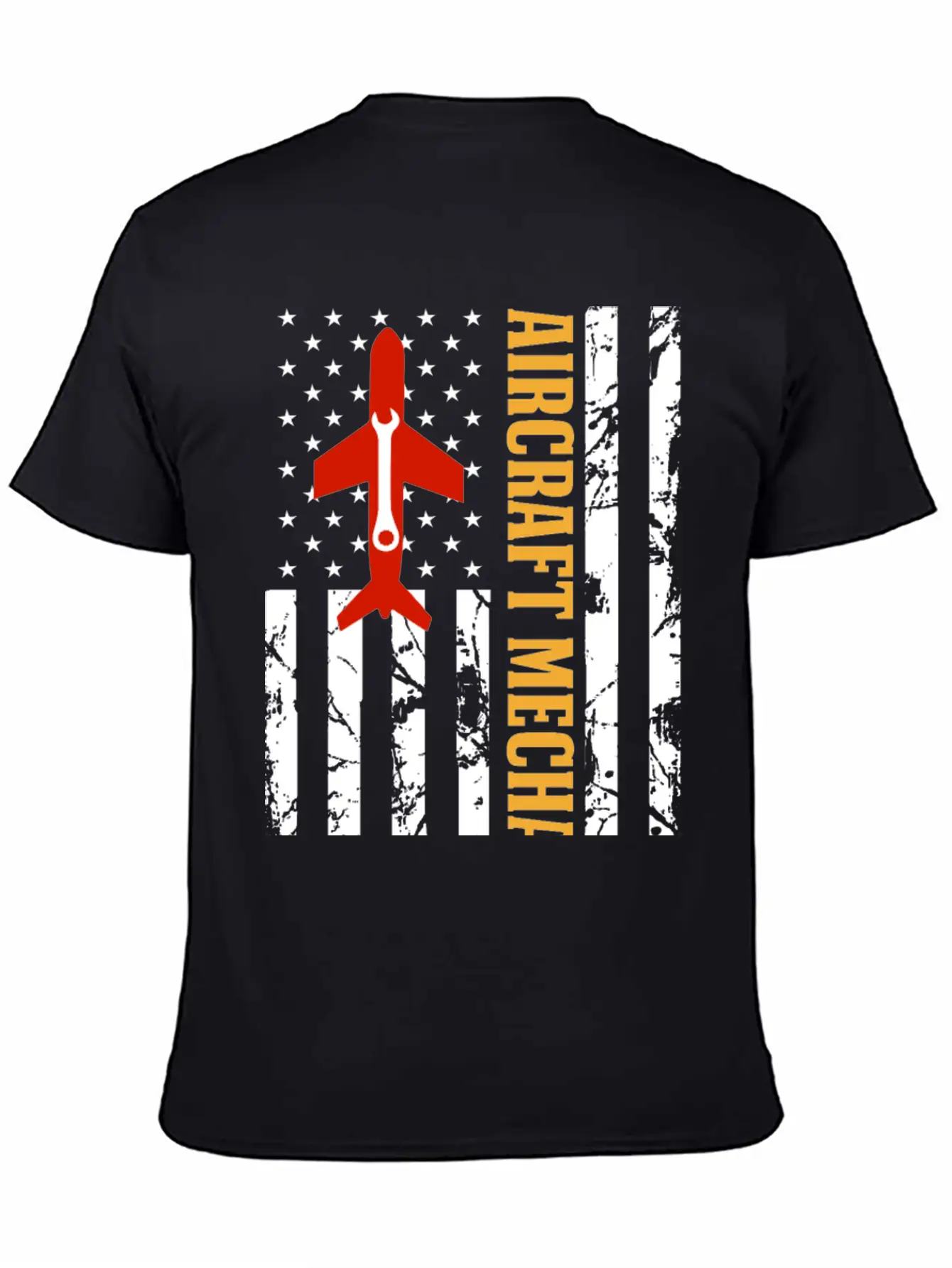 AIRCRAFT MECHANIC USA FLAG Classic Crew Neck Graphic Tee – Everyday Minimal Look