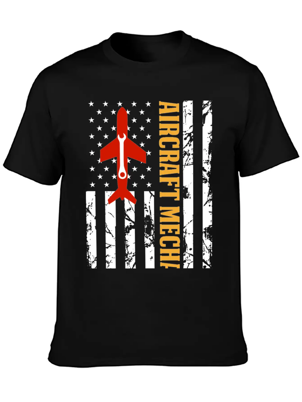 AIRCRAFT MECHANIC USA FLAG Classic Crew Neck Graphic Tee – Everyday Minimal Look