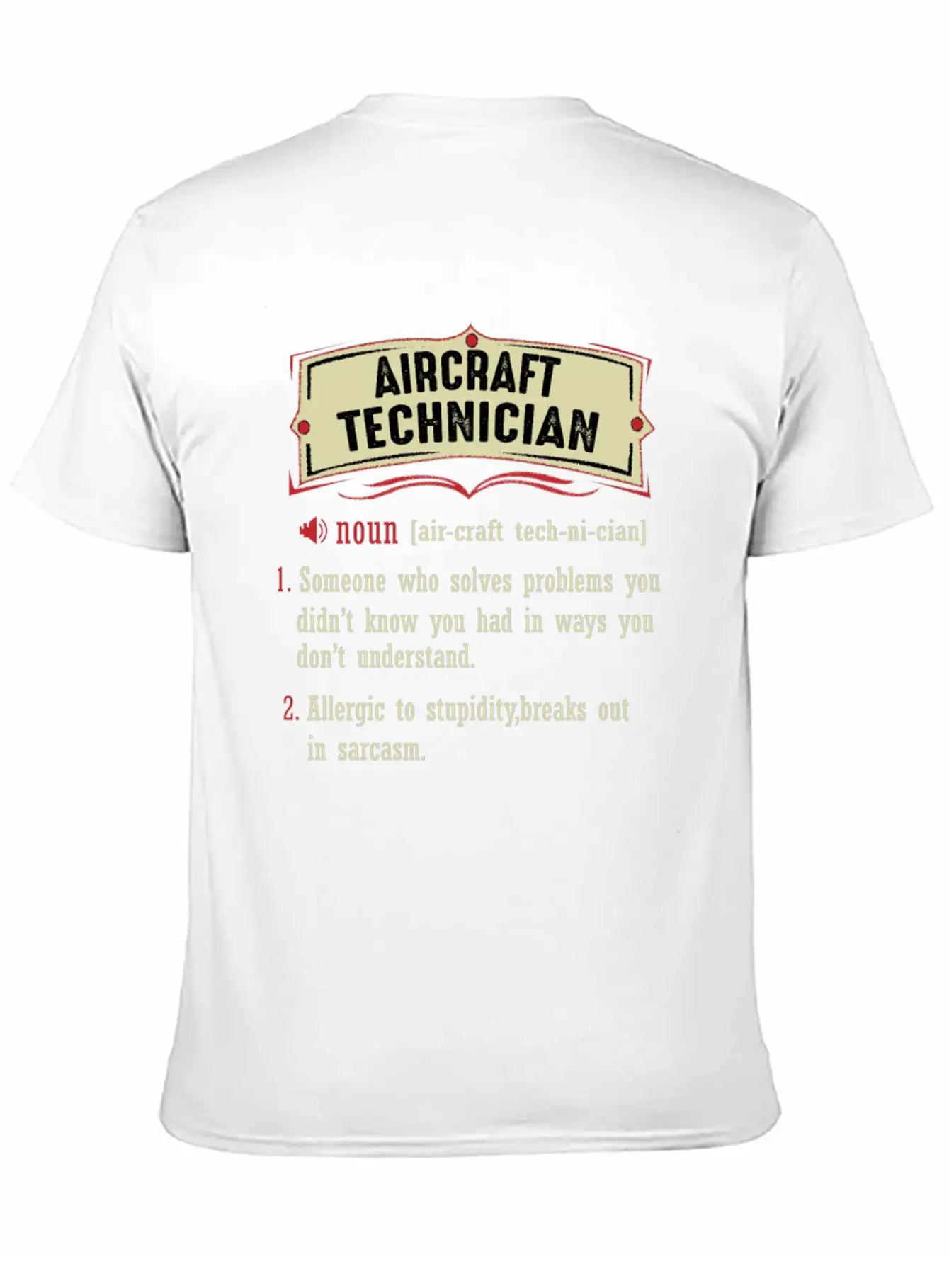 Aircraft Technician Dictionary Term Sarcastic Classic Fit Graphic Tee For Daily Comfort – Unisex Cotton Shirt