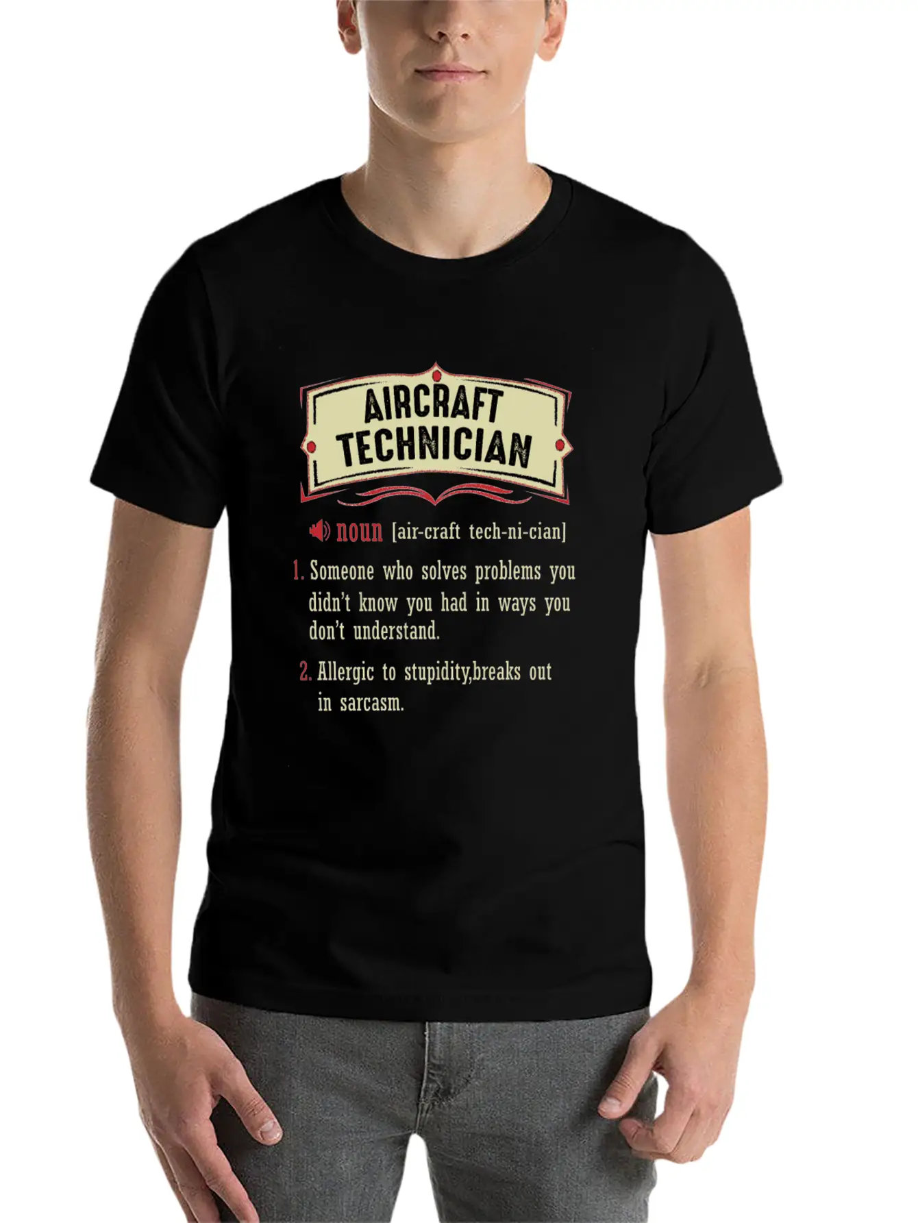 Aircraft Technician Dictionary Term Sarcastic Classic Fit Graphic Tee For Daily Comfort – Unisex Cotton Shirt