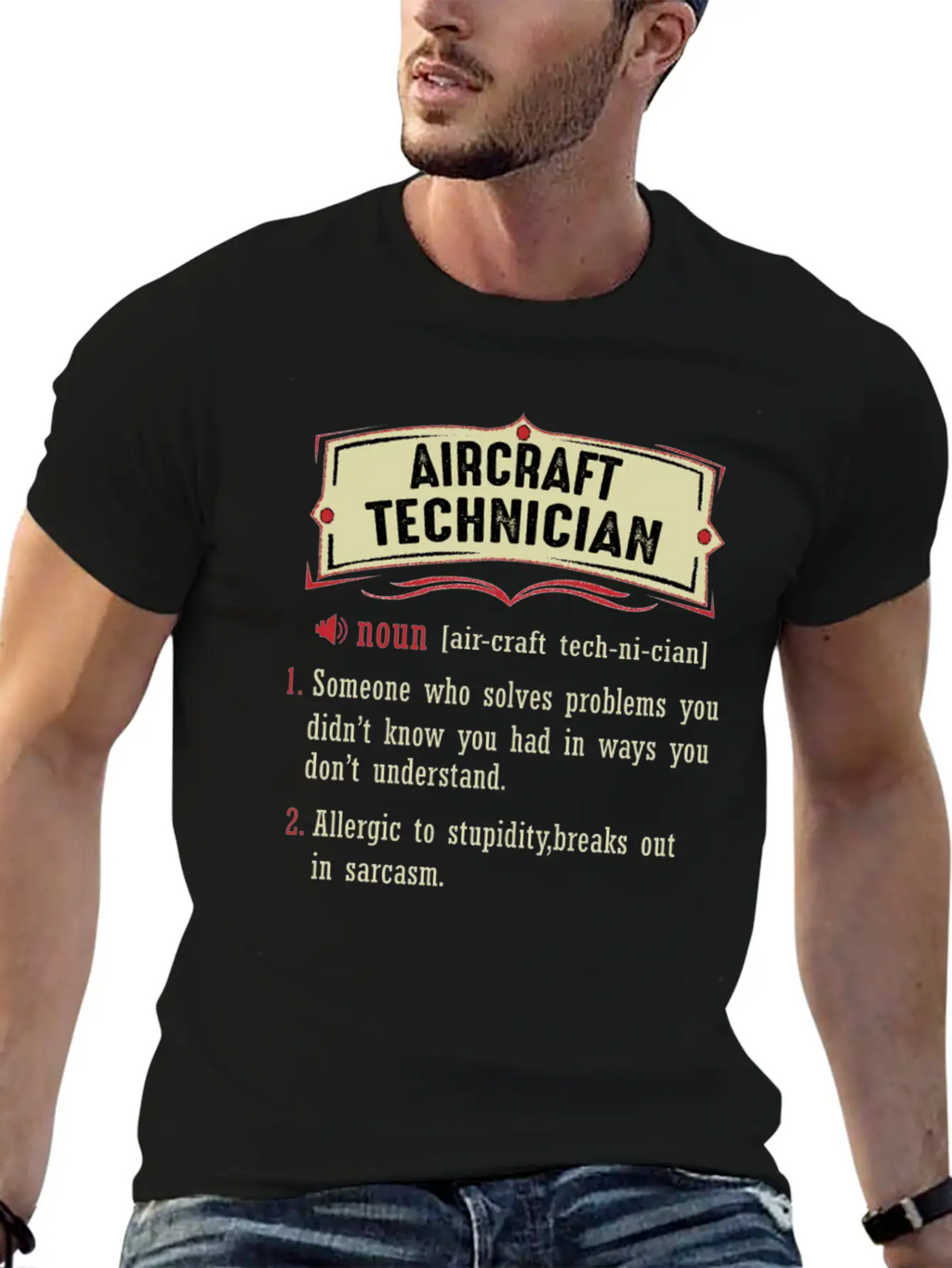 Aircraft Technician Dictionary Term Sarcastic Classic Fit Graphic Tee For Daily Comfort – Unisex Cotton Shirt