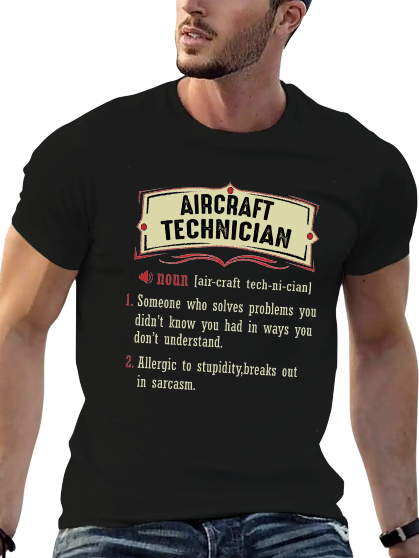 Aircraft Technician Dictionary Term Sarcastic Classic Fit Graphic Tee For Daily Comfort – Unisex Cotton Shirt