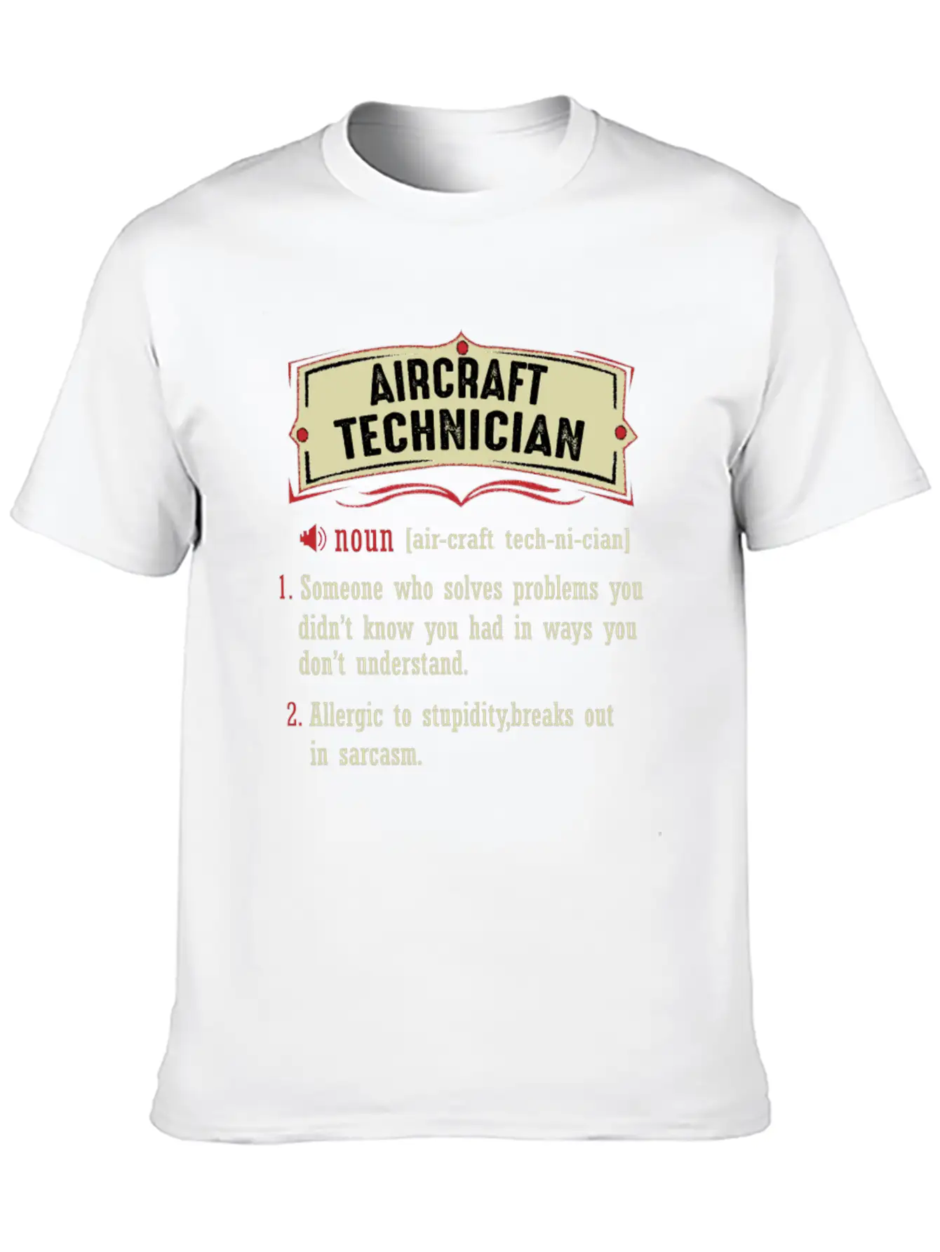 Aircraft Technician Dictionary Term Sarcastic Classic Fit Graphic Tee For Daily Comfort – Unisex Cotton Shirt