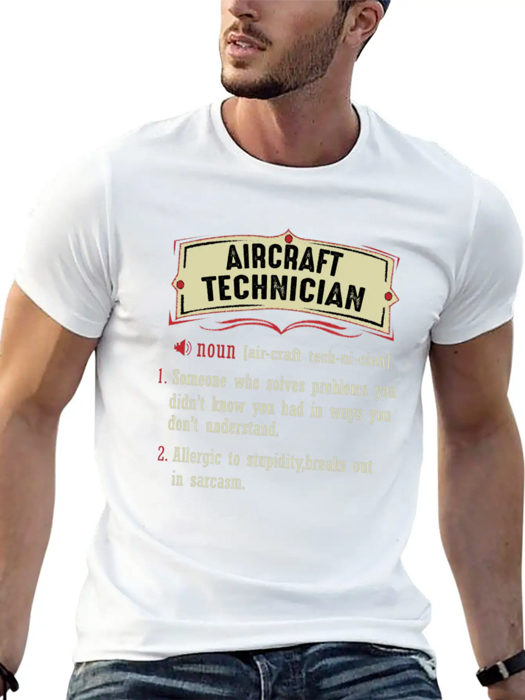 Aircraft Technician Dictionary Term Sarcastic Classic Fit Graphic Tee For Daily Comfort – Unisex Cotton Shirt