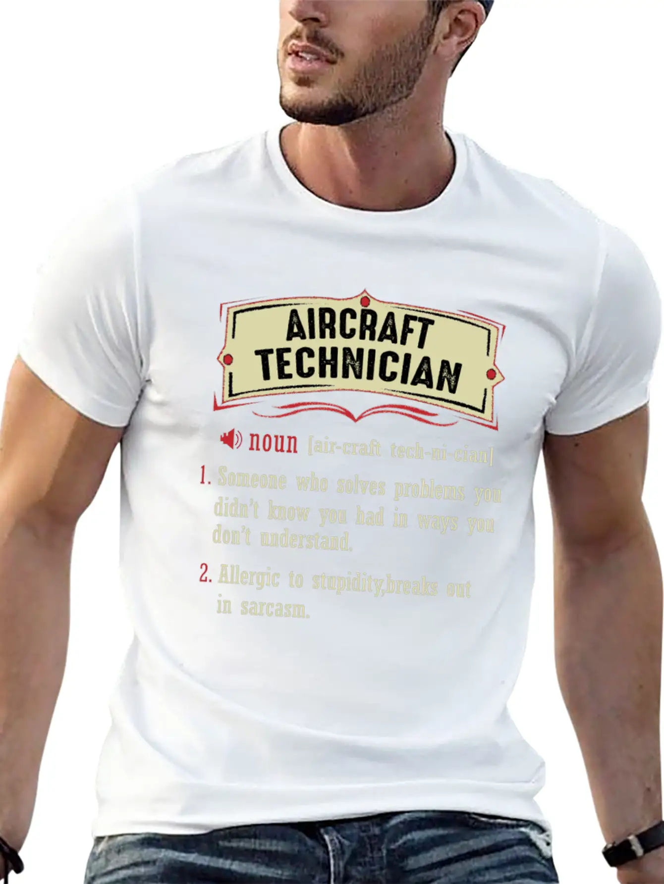 Aircraft Technician Dictionary Term Sarcastic Classic Fit Graphic Tee For Daily Comfort – Unisex Cotton Shirt