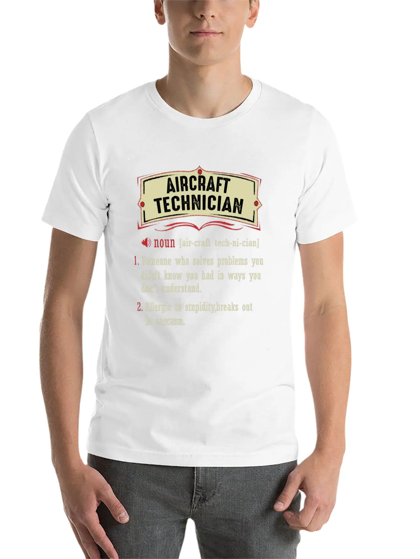 Aircraft Technician Dictionary Term Sarcastic Classic Fit Graphic Tee For Daily Comfort – Unisex Cotton Shirt