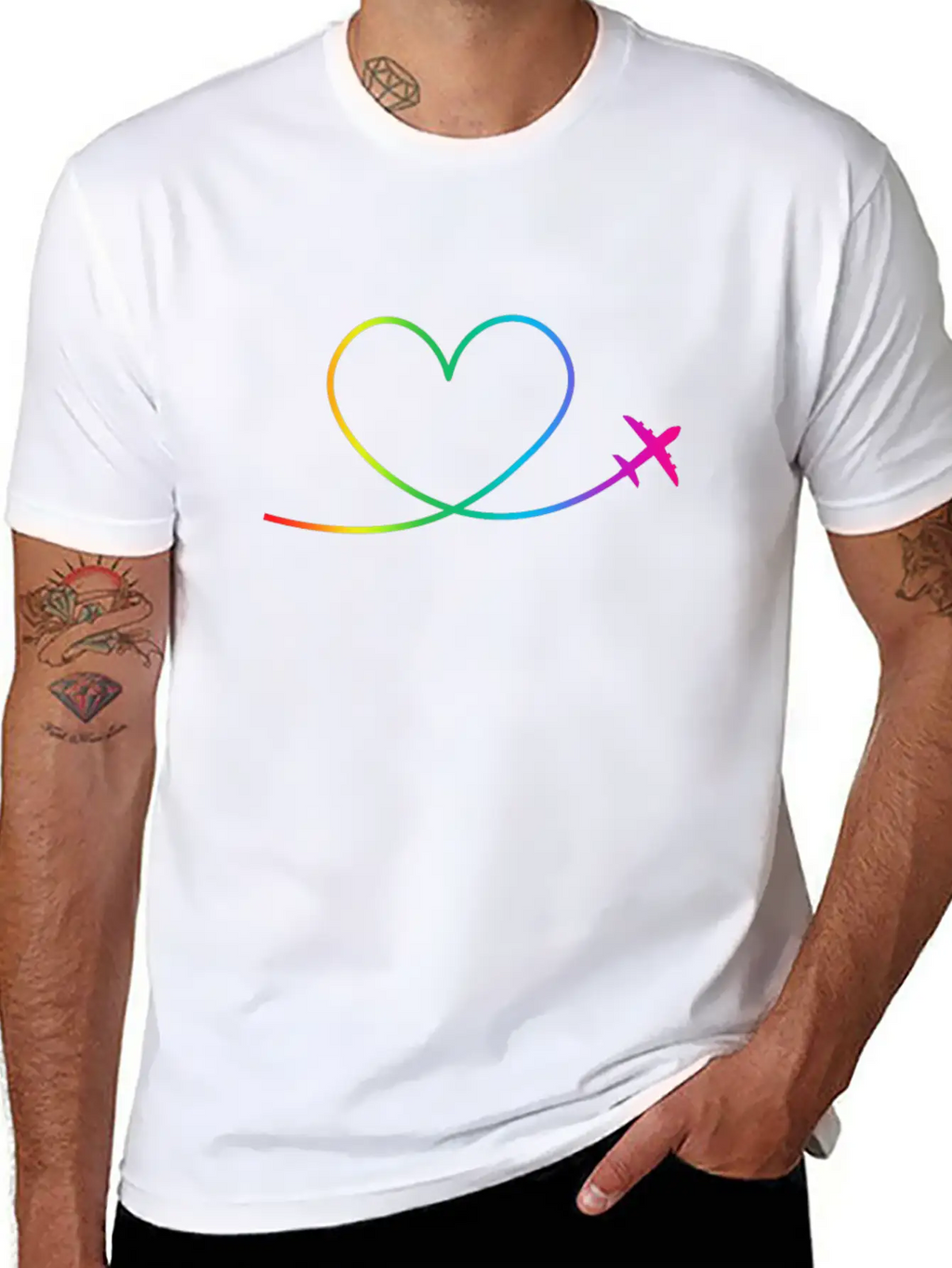 Airplane Heart Pilot Colorful Aircraft Spotting Breathable Soft Cotton T-Shirt – Timeless Casual Look