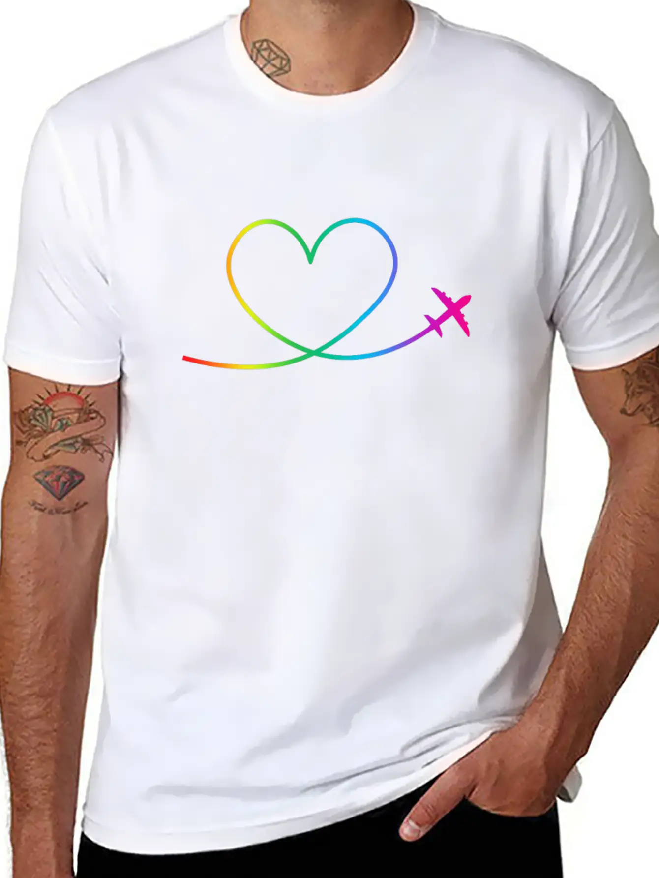 Airplane Heart Pilot Colorful Aircraft Spotting Breathable Soft Cotton T-Shirt – Timeless Casual Look