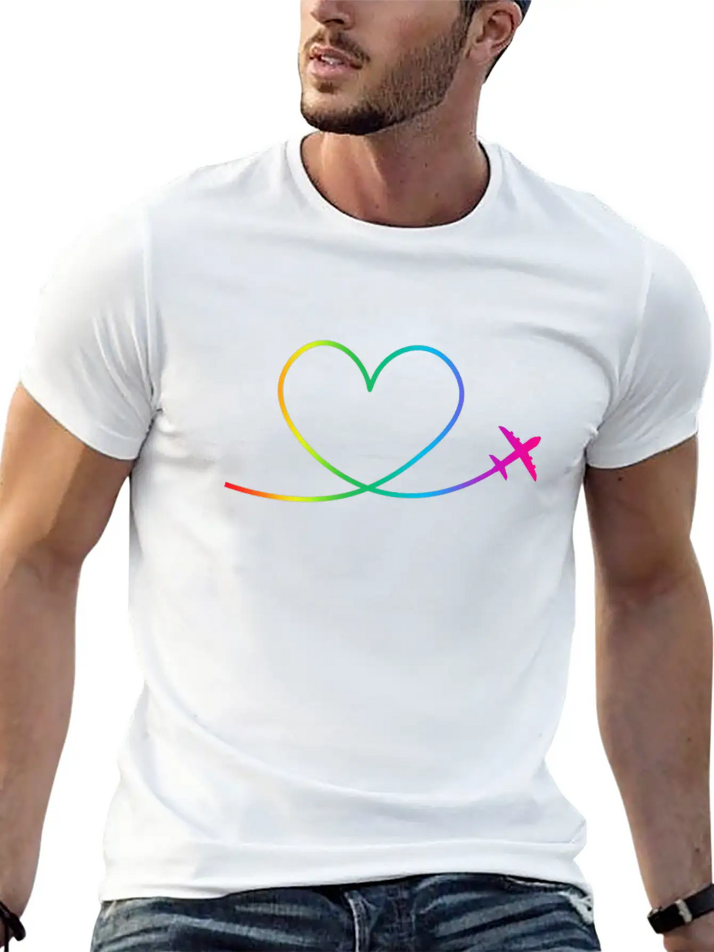 Airplane Heart Pilot Colorful Aircraft Spotting Breathable Soft Cotton T-Shirt – Timeless Casual Look