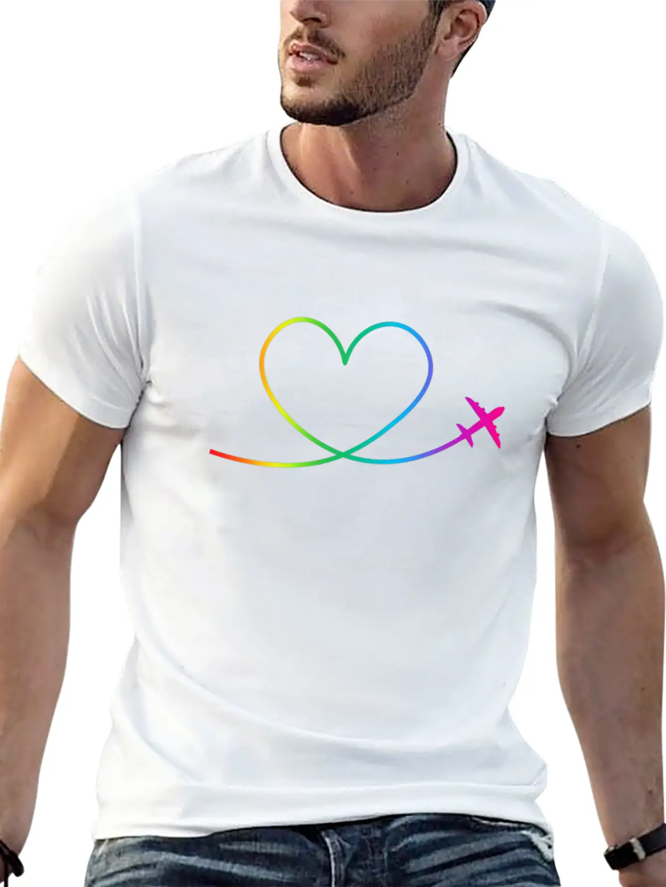 Airplane Heart Pilot Colorful Aircraft Spotting Breathable Soft Cotton T-Shirt – Timeless Casual Look