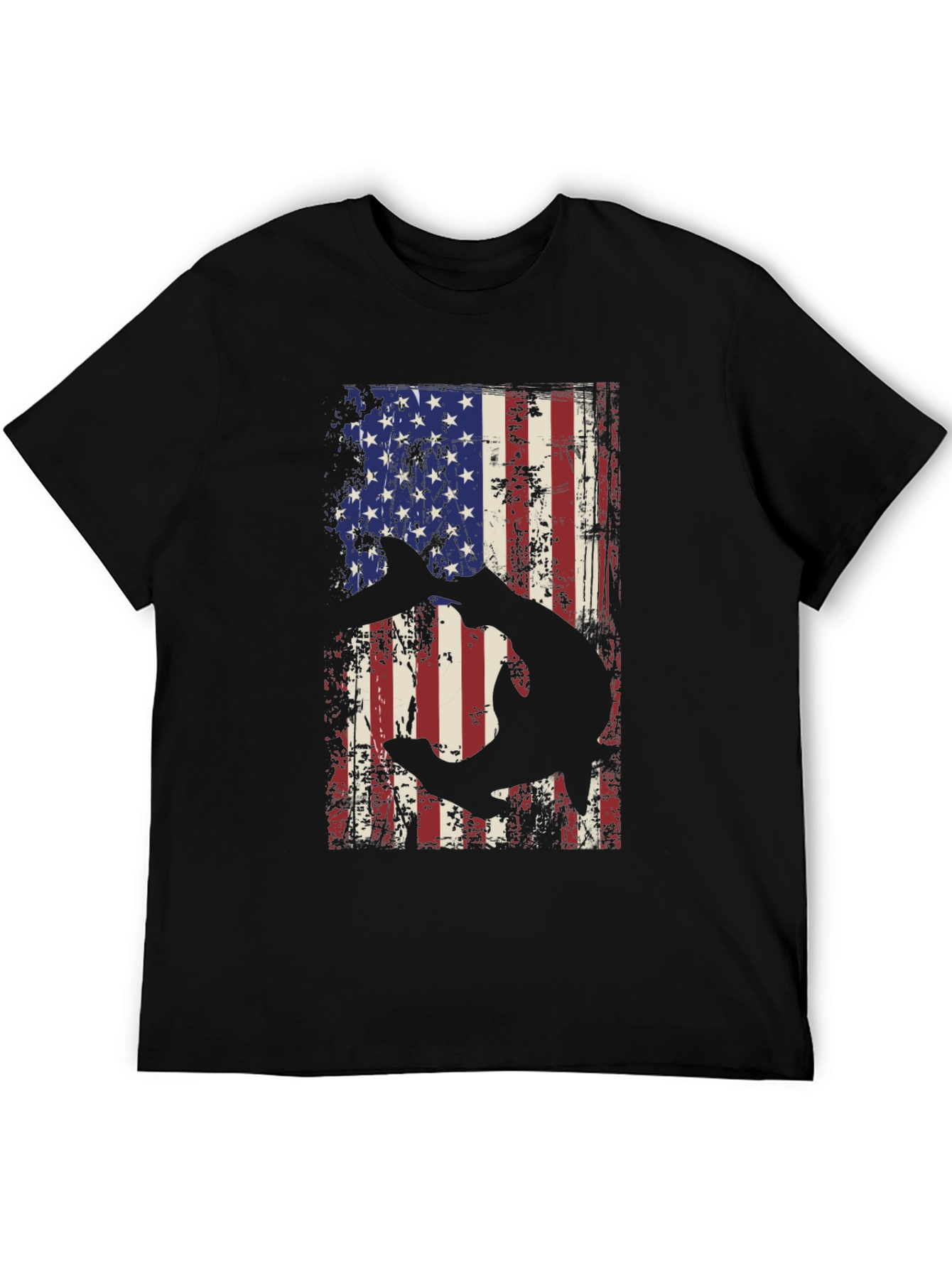 American Flag Shark Graphic T-Shirt