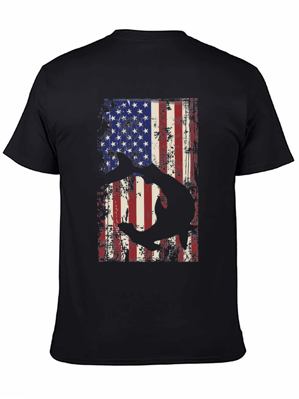 American Flag Shark Graphic T-Shirt