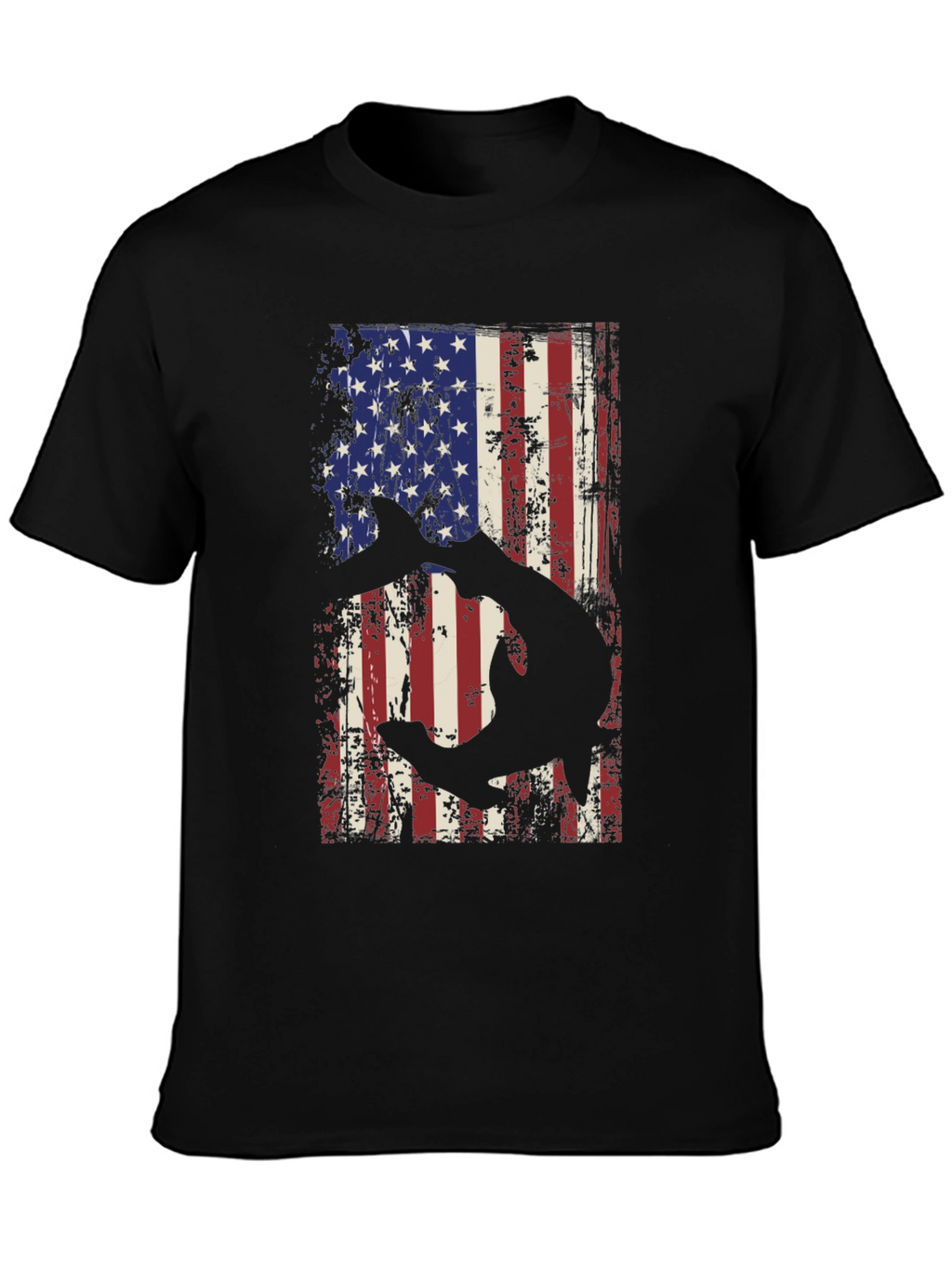 American Flag Shark Graphic T-Shirt