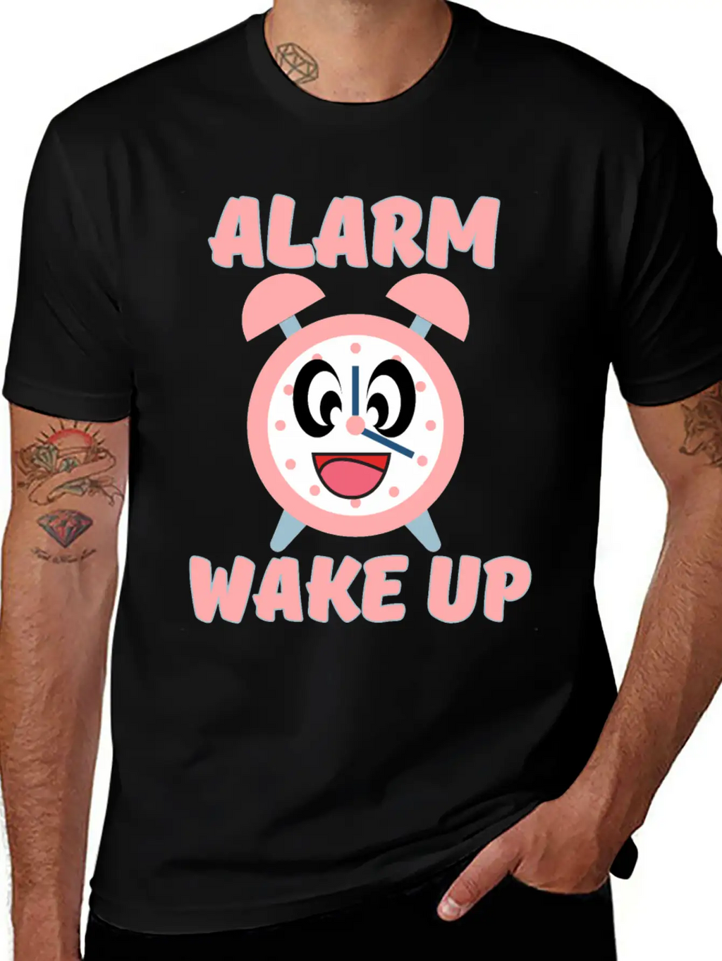 ALARM WAKE UP Classic Crew Neck Graphic Tee – Everyday Minimal Look