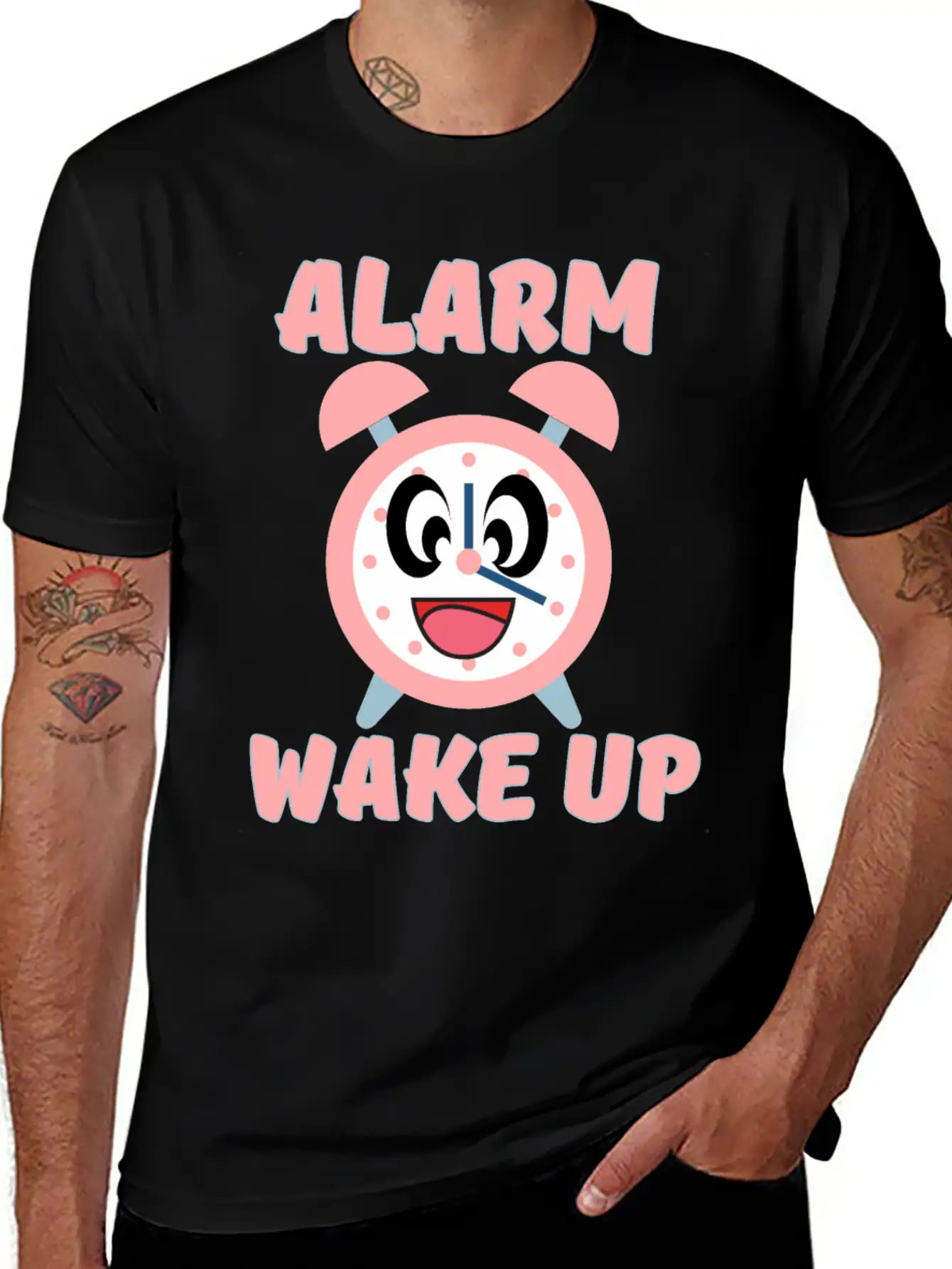 ALARM WAKE UP Classic Crew Neck Graphic Tee – Everyday Minimal Look