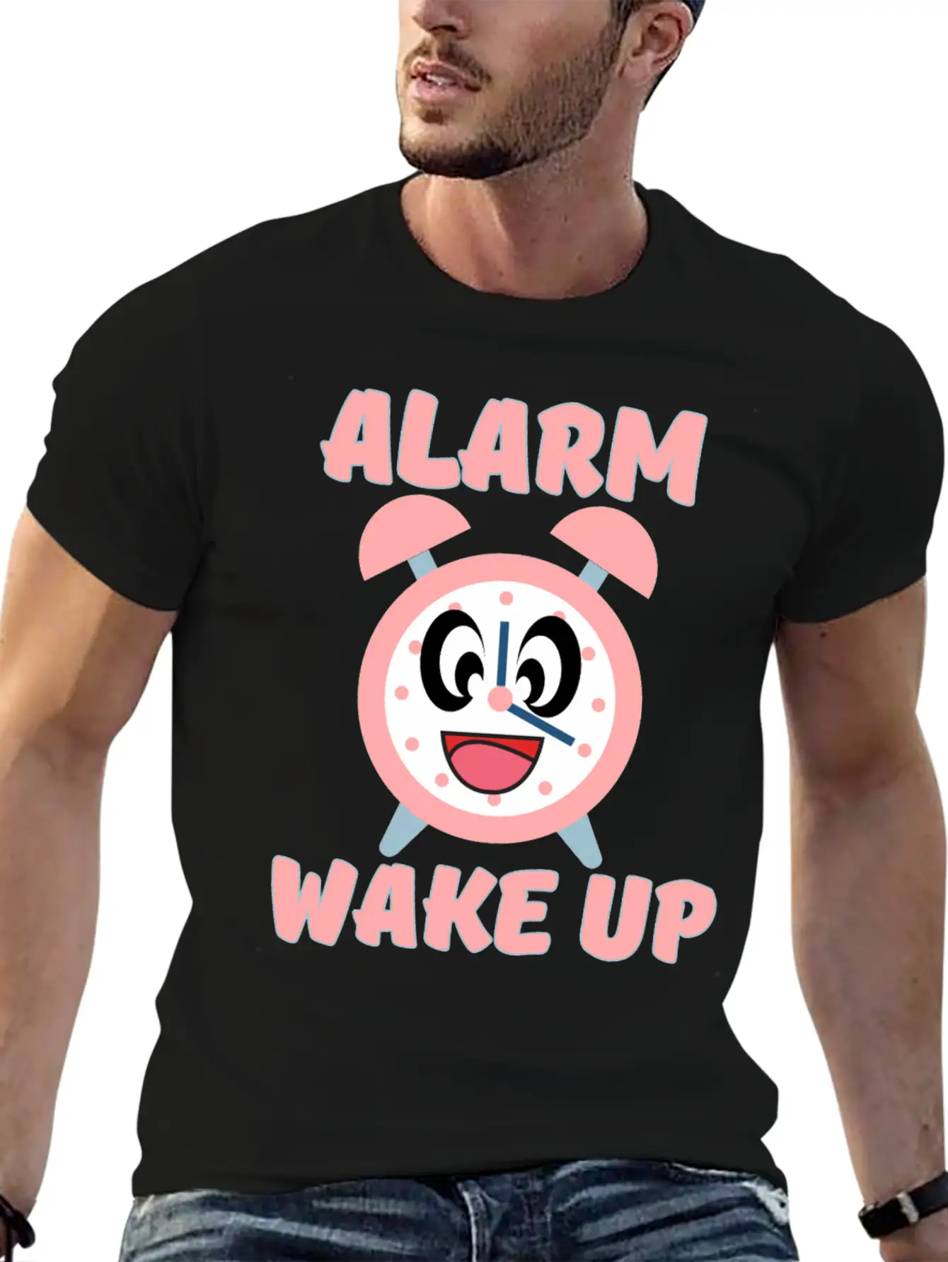 ALARM WAKE UP Classic Crew Neck Graphic Tee – Everyday Minimal Look