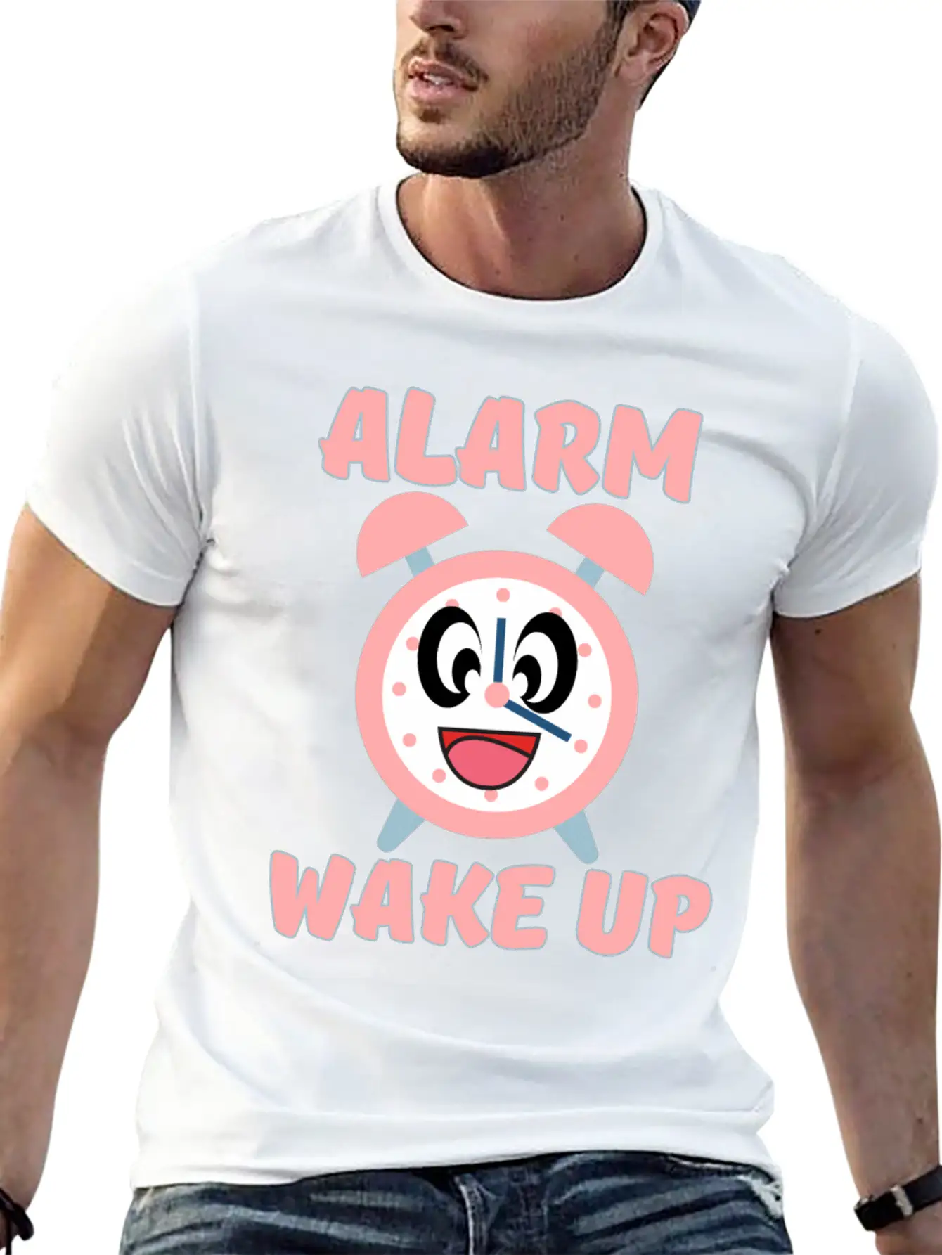 ALARM WAKE UP Classic Crew Neck Graphic Tee – Everyday Minimal Look