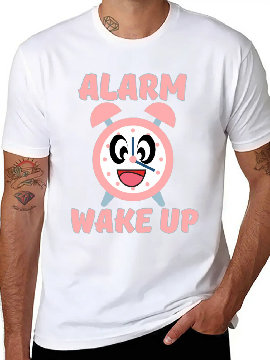ALARM WAKE UP Classic Crew Neck Graphic Tee – Everyday Minimal Look